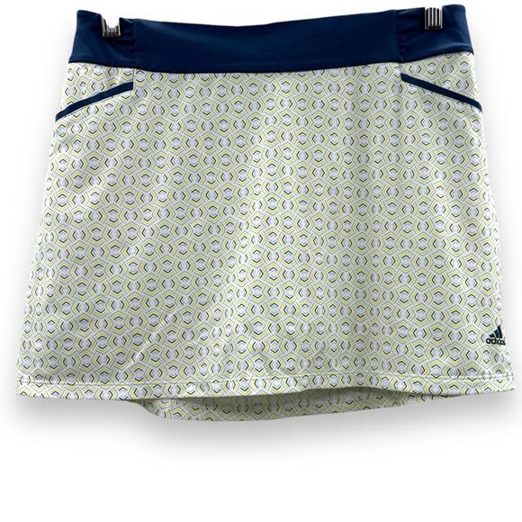 Adidas‎ Yellow White & Indigo Blue Geometric Printed Golf Tennis Skort Sz XL - Picture 1 of 9